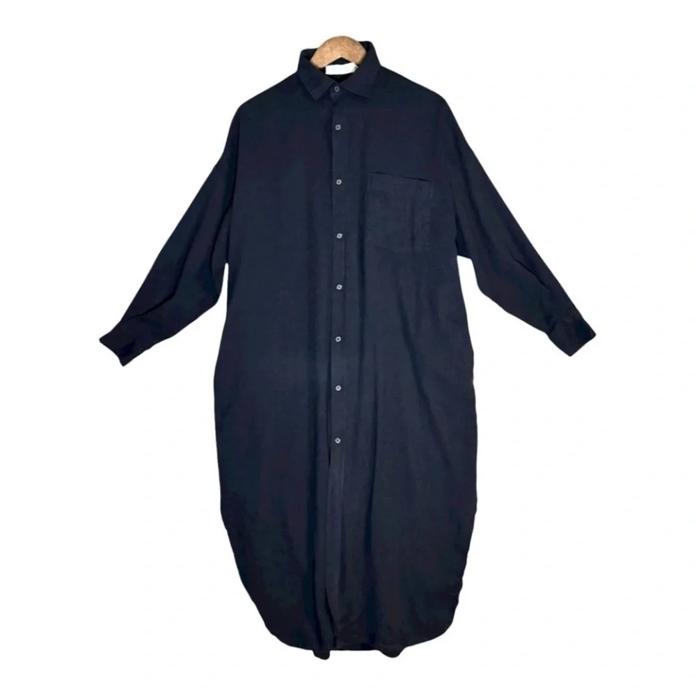 Mamène Florence Oversized
Maxi Shirt Dress Size L
Black Linen Lagenlook - Picture 2 of 7